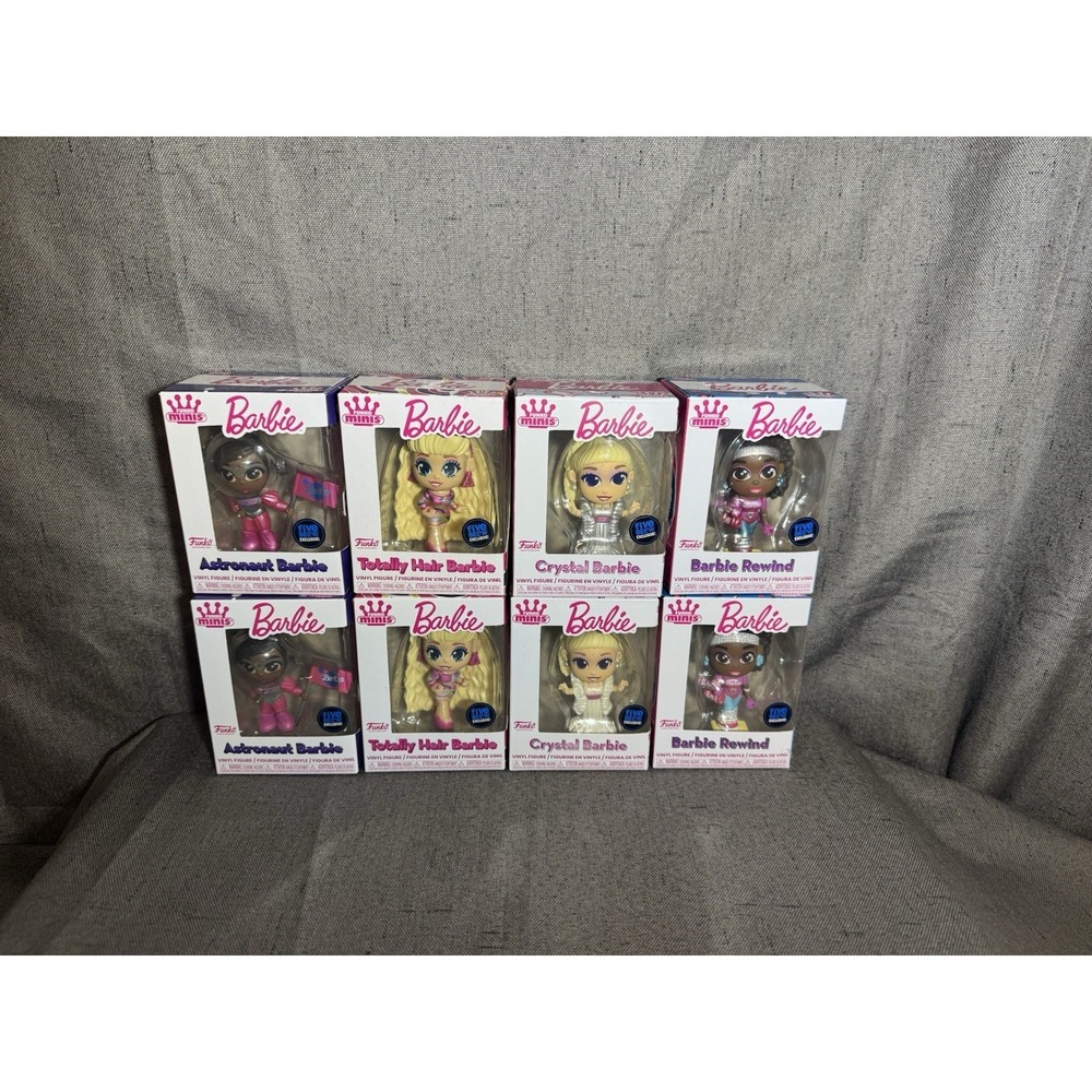 Lot Of 8 Funko Minis Barbie COMPLETE Collection Astronaut, Rewind, Crystal Etc